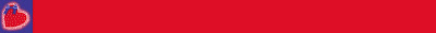 Bright red background with blue idebar and heart border
