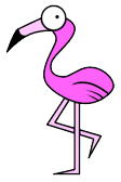 Wide-eyed flamingo in this clipart