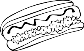 black and white hot dog clipart