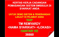 KLIK SINI UNTUK KERTAS CADANGAN PEMASANGAN SISTEM SMS BULK DI SYARIKAT ANDA