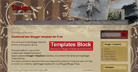 Free Blogger Design Floral Brown Template Free Blogger Design Floral Brown Template