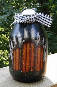 Halloween Painted Pumpkin Jar