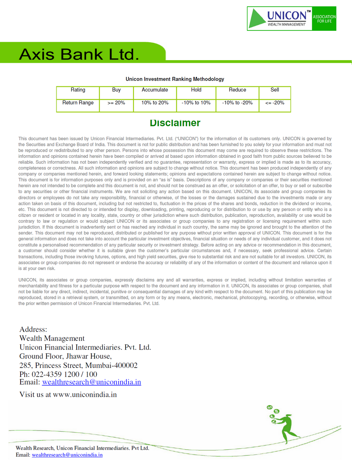 UNICON INVESTMENT SOLUTIONS: Axis Bank Ltd Quaterly Report ...