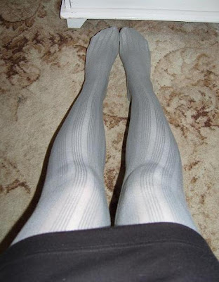 Grey Ribbed Tights