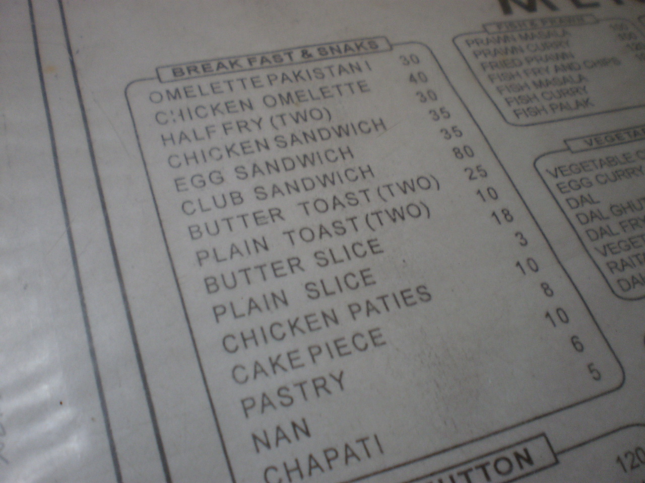 Simple Breakfast Menu