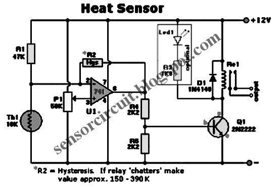 Sensor Schematic: Heat Sensor Circuit Based On LM741