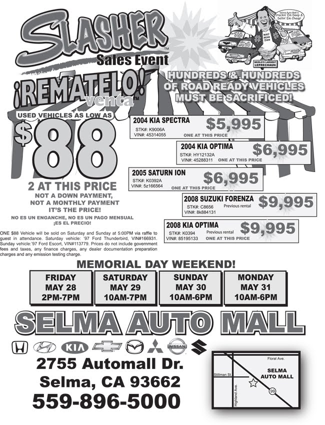Used Cars For Sale Selma Auto Mall Used Car Event. Slasher Sale.