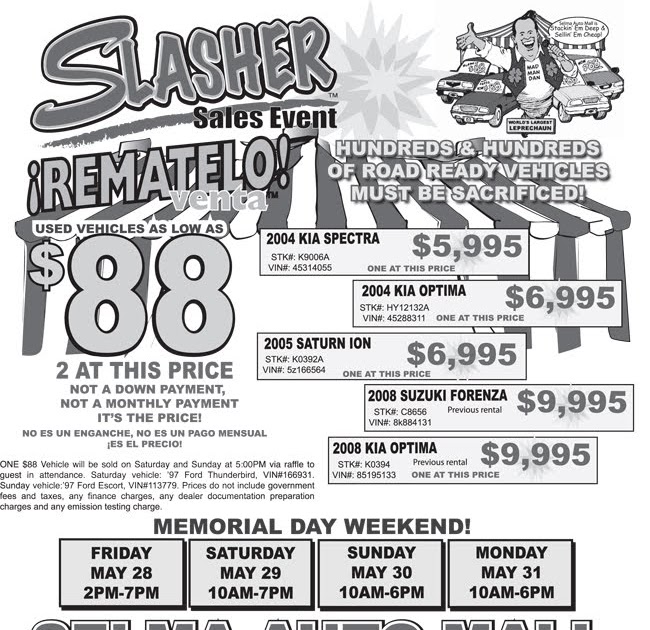 Used Cars For Sale Selma Auto Mall Used Car Event. Slasher Sale.