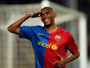 Barcelona's Samuel Eto'o visited