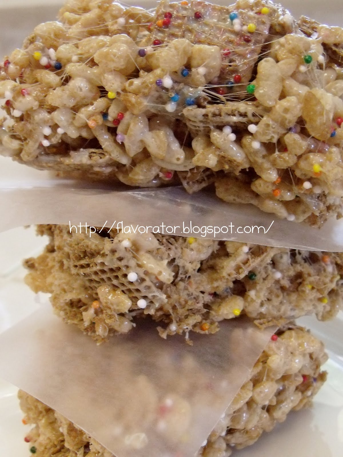 fLAVORATOr Vanilla Rice Krispies Square with Sprinkles and Shreddies + Peanut Butter Rice