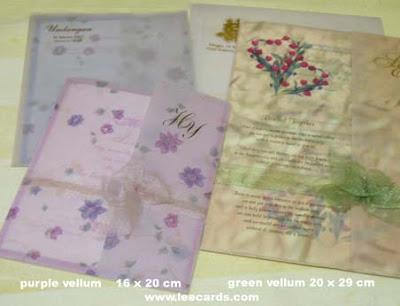 Purple Vellum and Green Vellum Wedding Card Click here for pricing