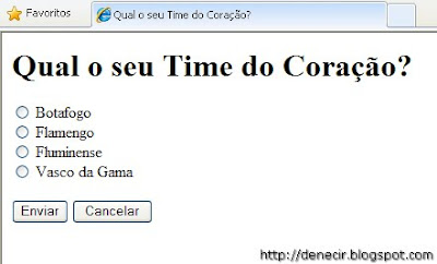 Botões de Radio Botões de Radio