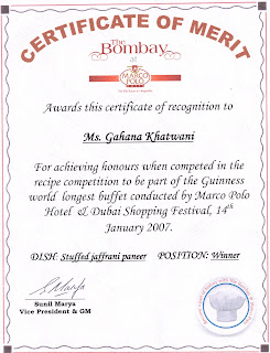 Cooking Classes In Dubai Certificate Of Merit