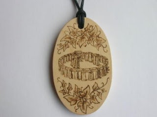 Pyrography pendant of Stonehenge