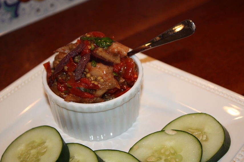 Vegan Epicurean Roasted Eggplant and Tomato Salad/Dip