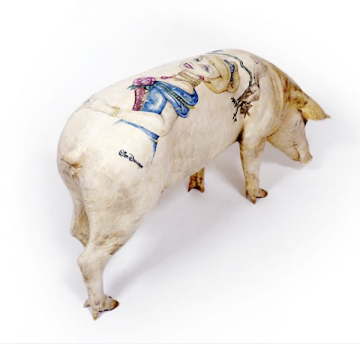 PART 2: Updated post on more Pig tattoos and pigskin art by Wim Delvoye