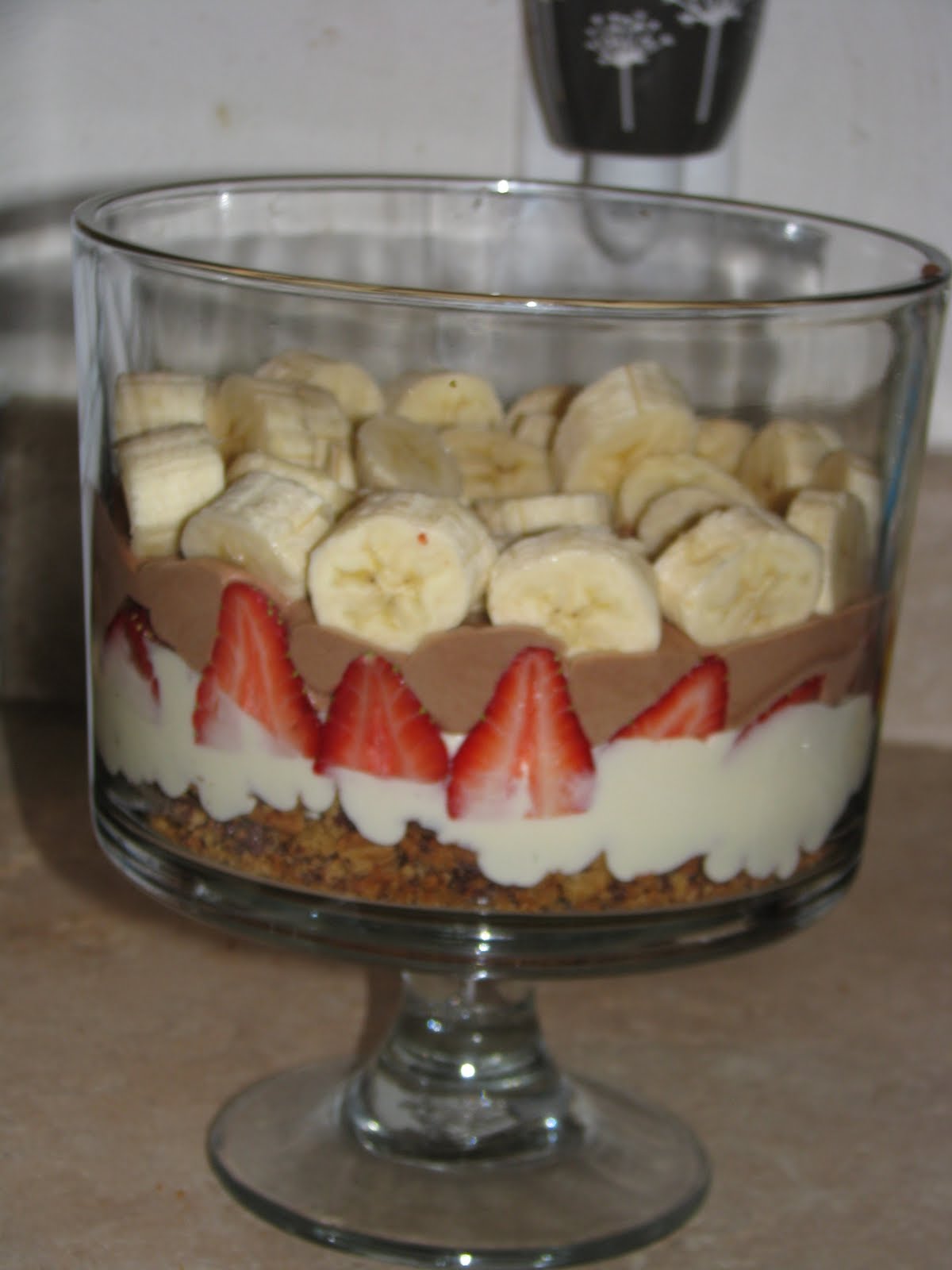 Strawberry, Banana, Chocolate Chip Trifle - Big Bear's Wife