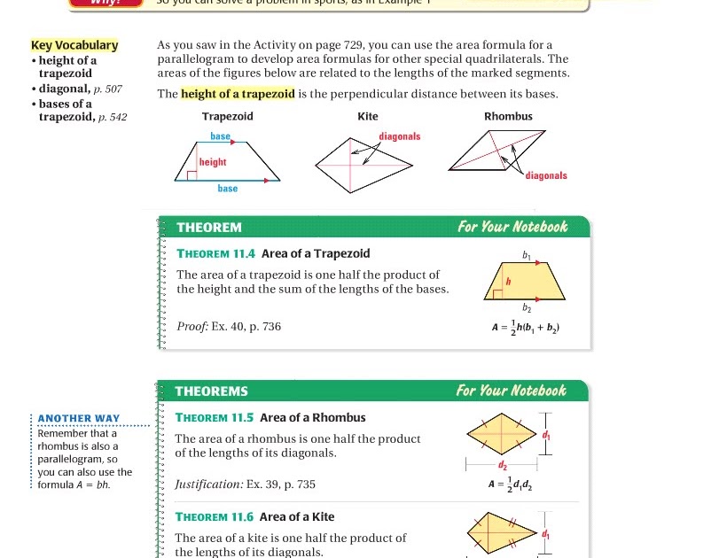 Geometry 11.2 Areas of Trapezoids, Rhombuses, and Kites
