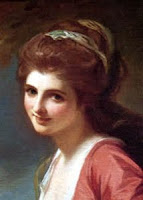 Painting of smiling woman.