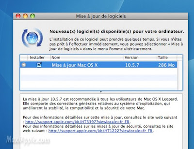 Maj Mac OSX 10.5.7 Disponible (gratuit) osx 10.5.6 update Maj Mac OSX 10.5.7 Disponible (gratuit)