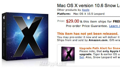 Mac OSX 10.6 en Pre Commande à partir de 29 $ snow leopard amazon Mac OSX 10.6 en Pre Commande à partir de 29 $
