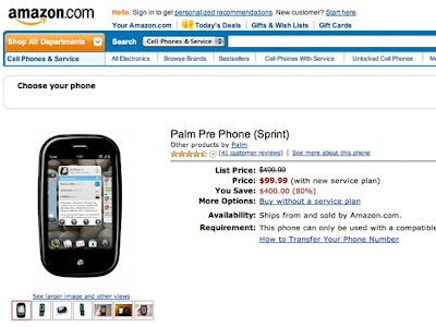 Palm Pre à 99 $ chez Amazon : Le Big Deal palm amazon Palm Pre à 99 $ chez Amazon : Le Big Deal