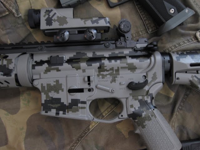 Close up urban camo ar15