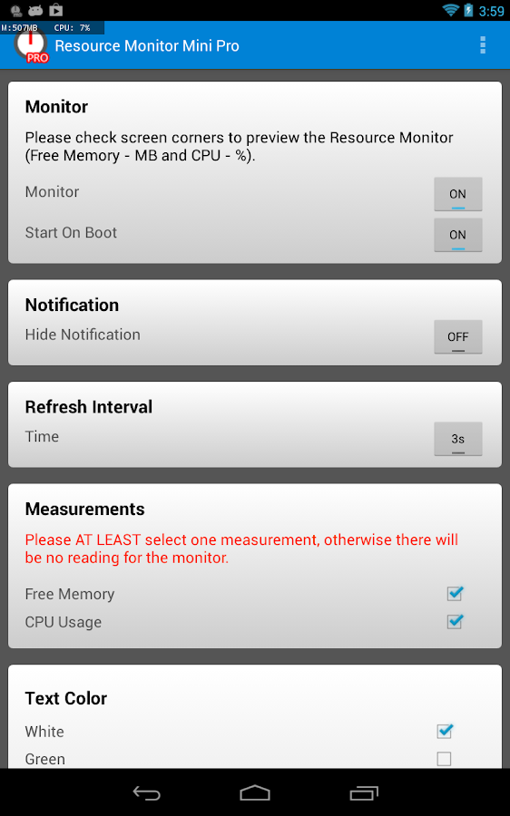 Resource Monitor Mini Pro APK 1.0.67