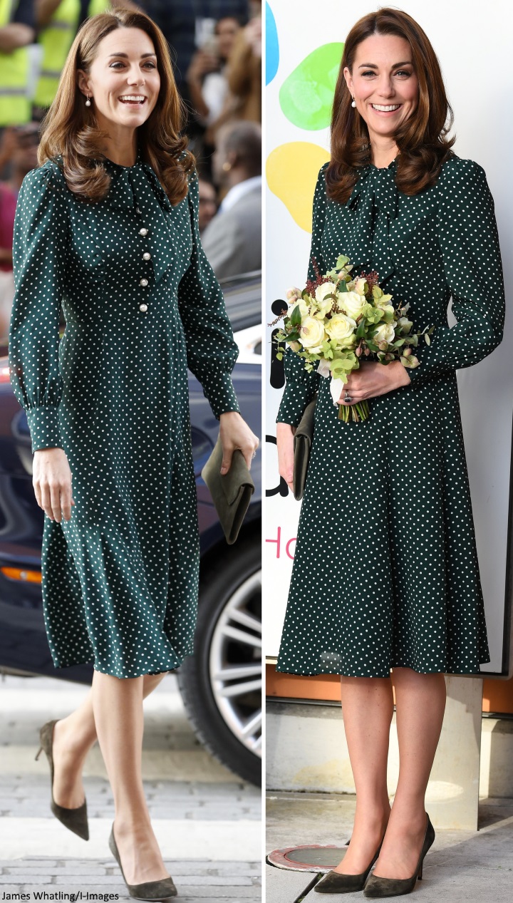 lk bennett green polka dot dress