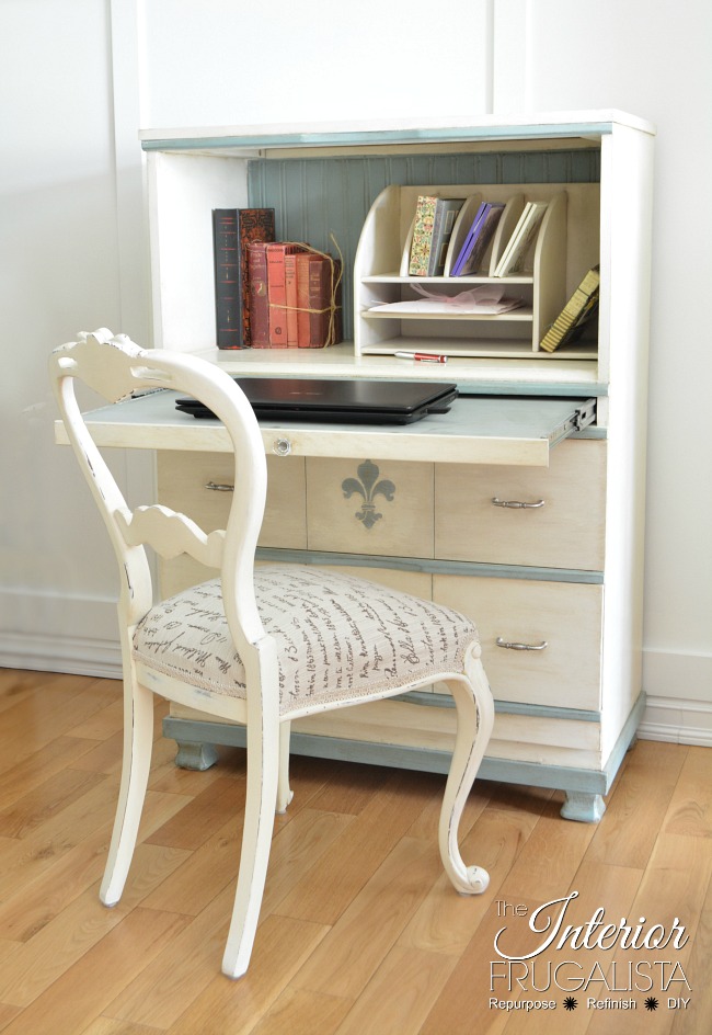 From 50 S 4 Drawer Dresser To Faux Secretary Desk Interior