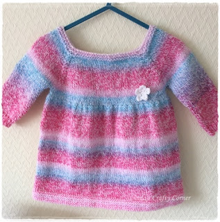 Knitted Baby Dress knitted dress baby easy cute variegated yarn
