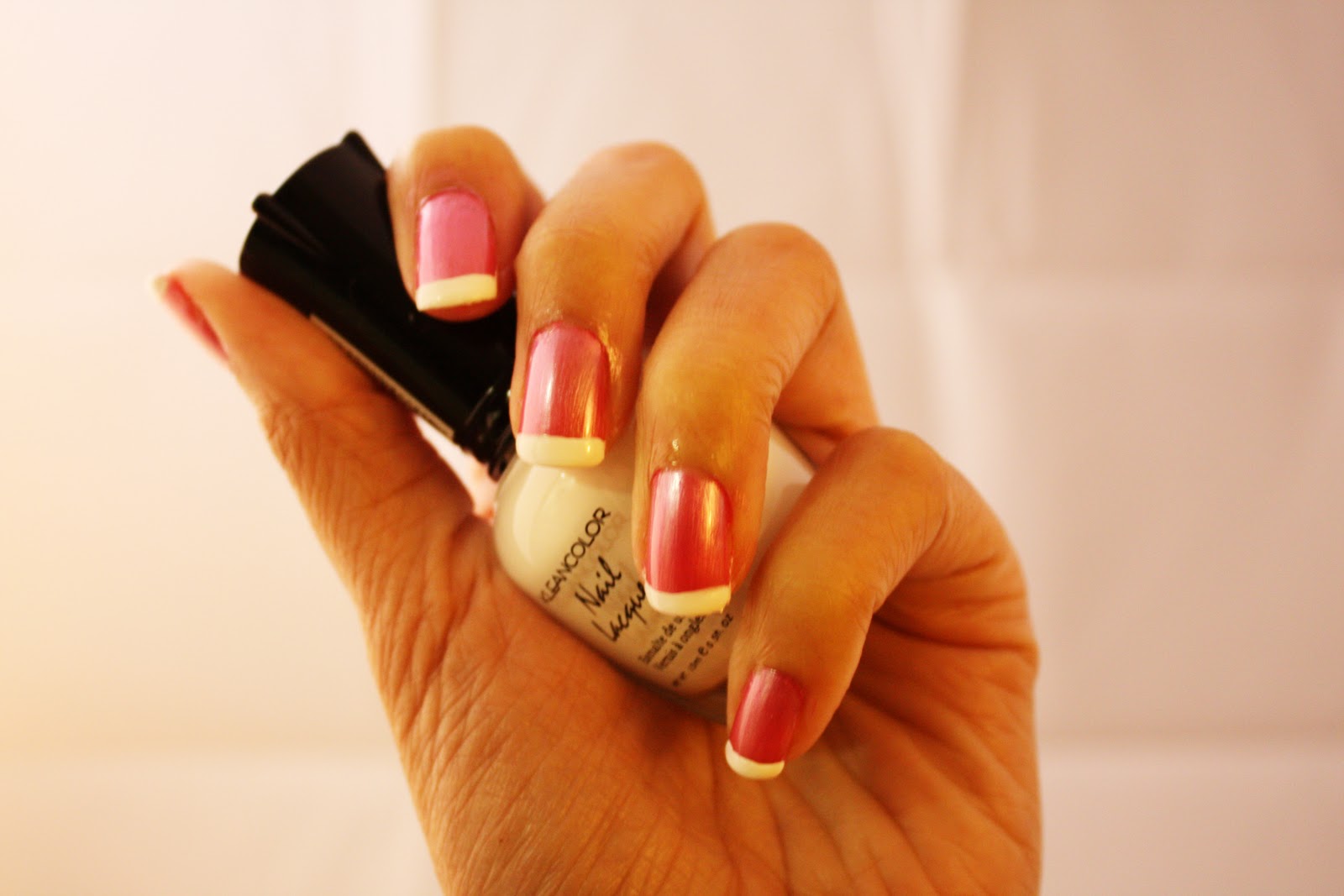 Nail Art by KellyAnn Pink with White Tips