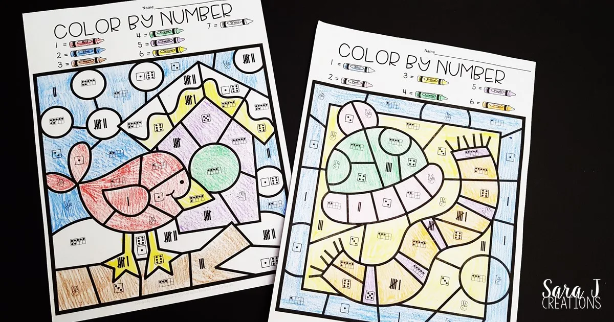 Winter subitizing color by number sheets are the perfect activity for kindergarten students to practice and build number sense skills. Download your free coloring worksheets now!