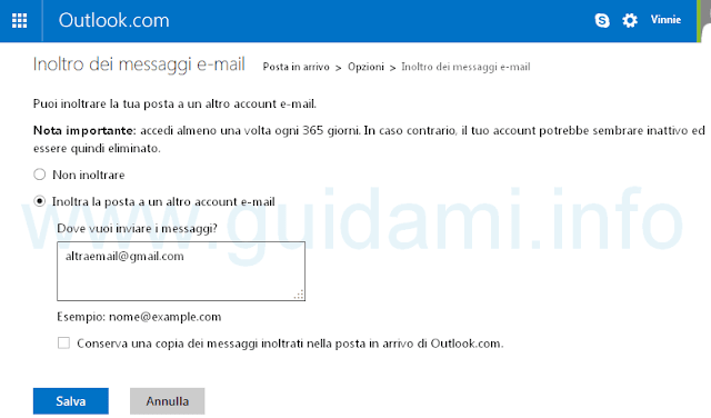 Outlook.com inoltrare email