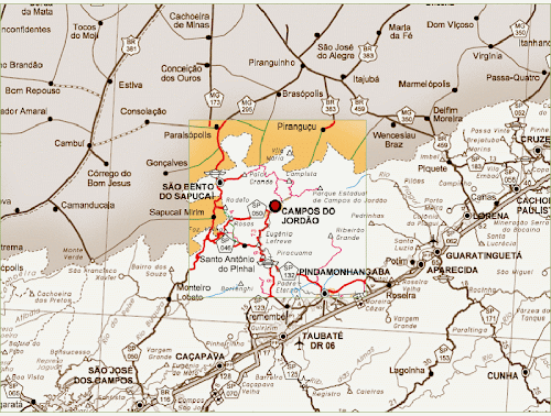 Mapa região Campos do Jordão