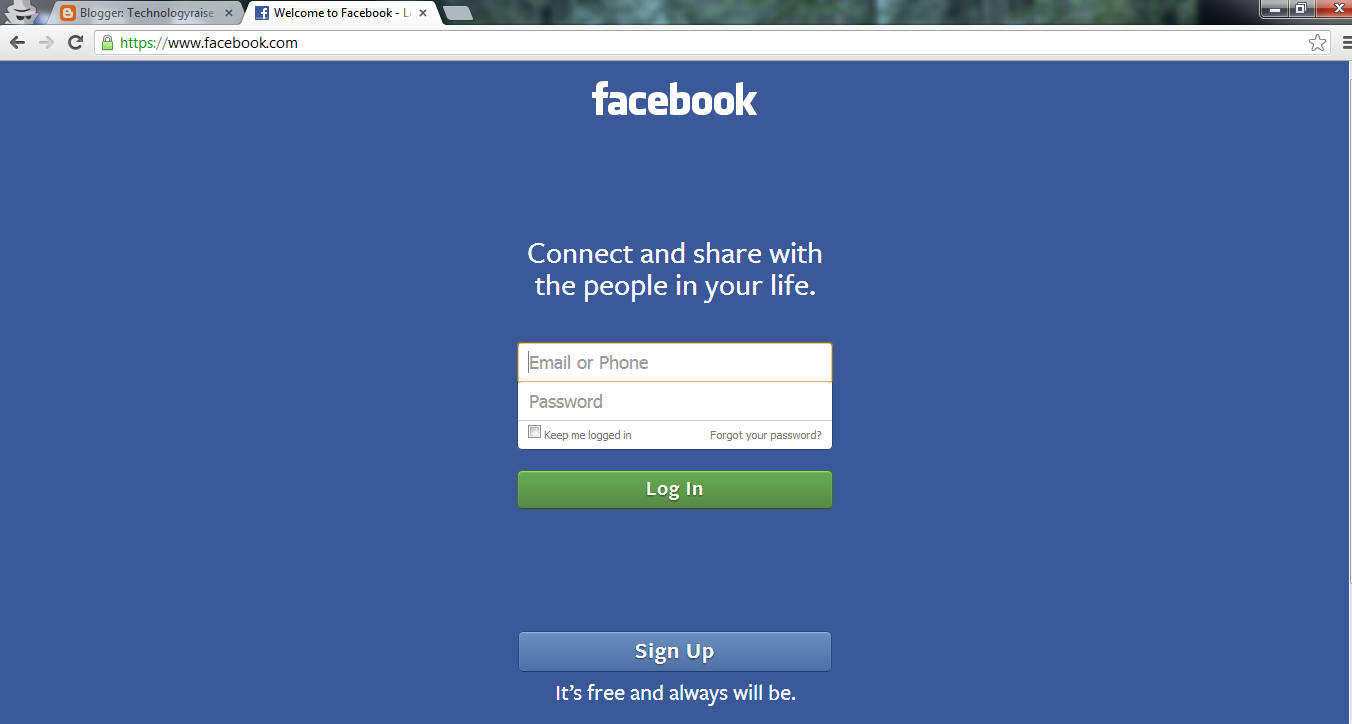 Facebook login page - proofglop