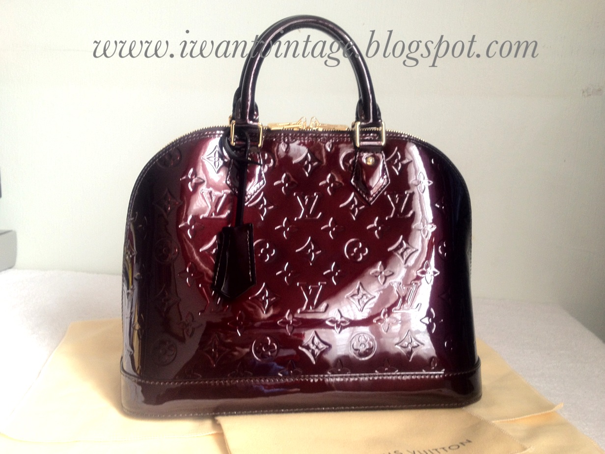 I Want Vintage | Vintage Designer Handbags: LV Vernis Alma GM - Amarante