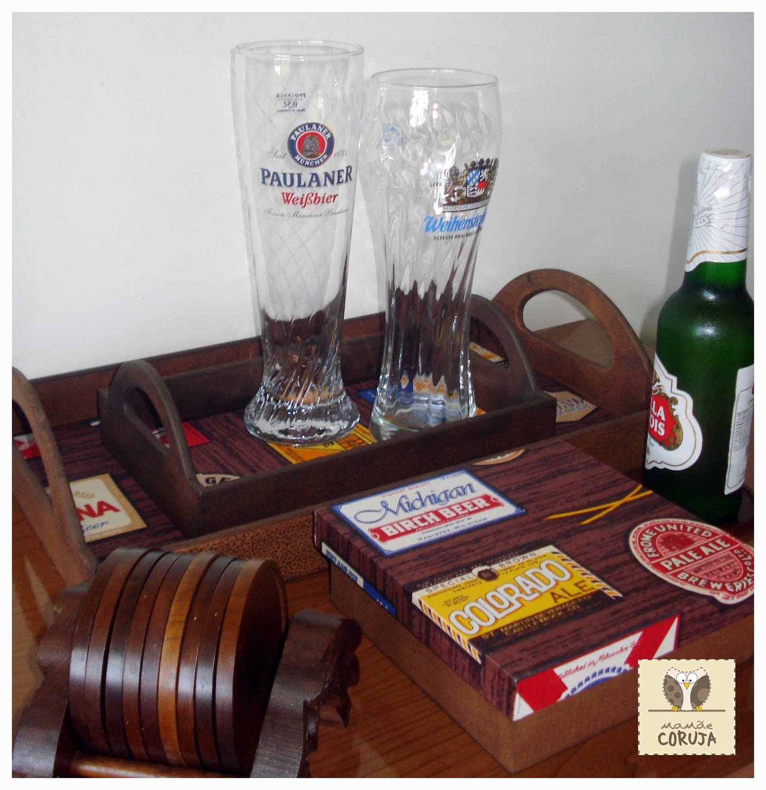 Mamãe Coruja Kit para bar efeito madeira