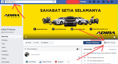 fanspage facebook adira untuk mengetahui informasi nomor pembayaran kendaraan