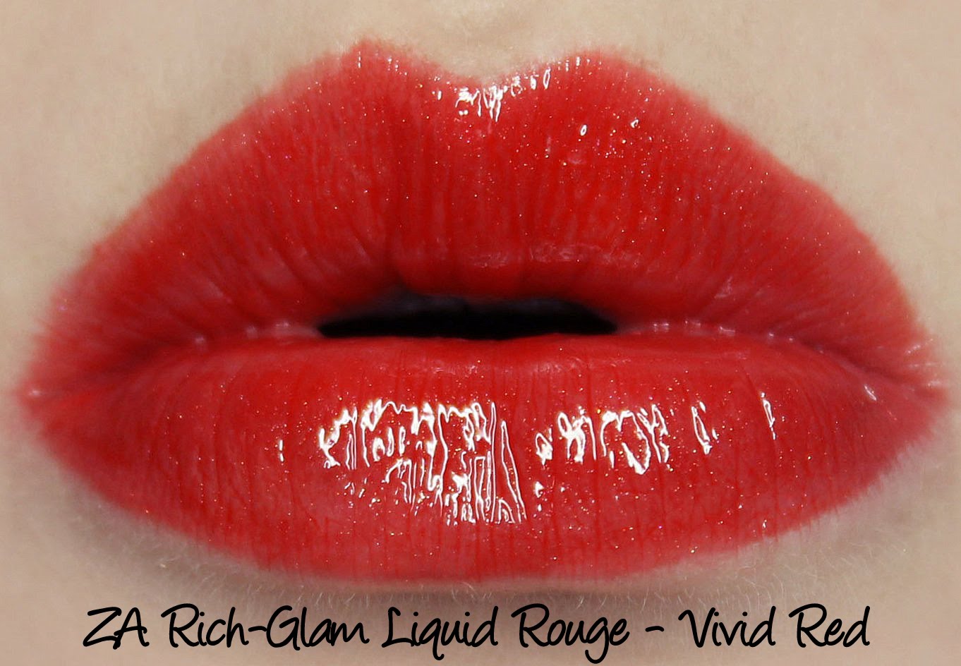 ZA Rich-Glam Liquid Rouge Limited Edition Vivid Red Swatches & Review