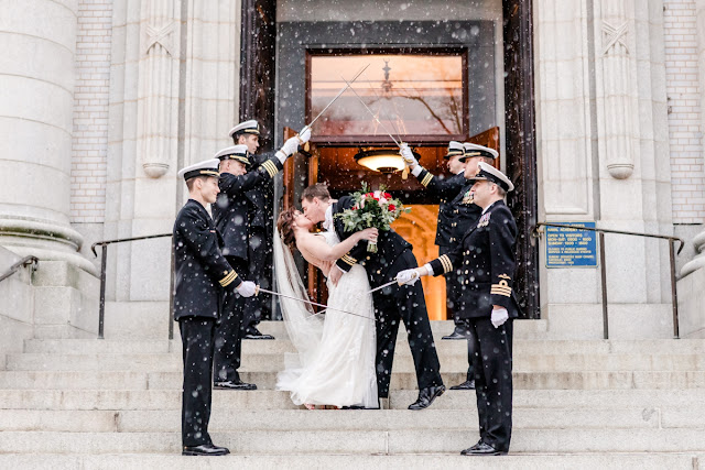 Snowy Winter US Naval Academy Wedding photographed by Maryland Wedding Photographer Heather Ryan Photography