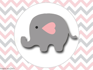 Lluvia de Bendiciones en Rosa y Celeste: Invitaciones y Etiquetas para Candy Bar para Imprimir Gratis. Etiquetas de Elefante Bebé en Rosado y Gris para imprimir gratis.