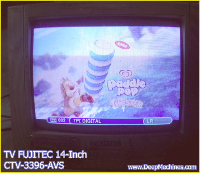 Gambar TV FUJITEC 14-Inch Model / Seri: (CTV 3396-AVS) TV FUJITEC 14-Inch (CTV 3396-AVS) telah selesai perbaikan Standby / Siaran Lemah
