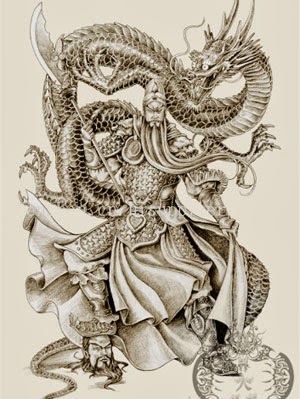 Desenhos de tatuagens de dragão com samurai