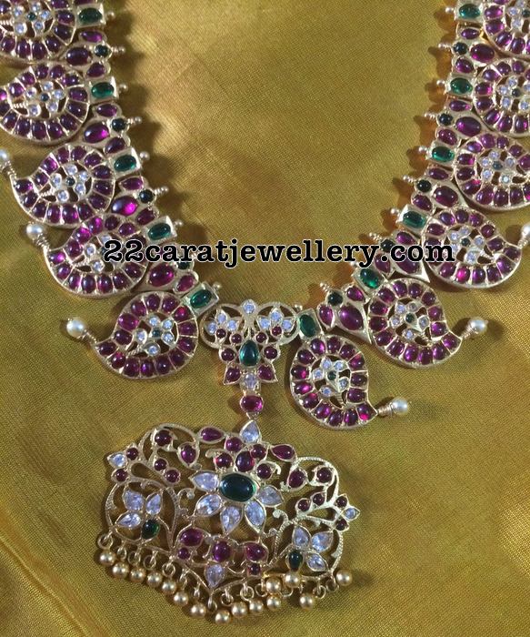 Silver Mango Necklace with Jhumkas Jewellery Designs