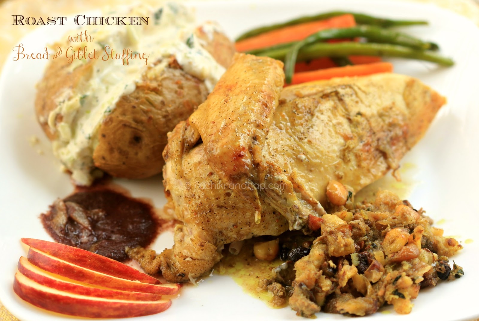 Christmas Special Roast Chicken with Bread & Giblet Stuffing Ruchik