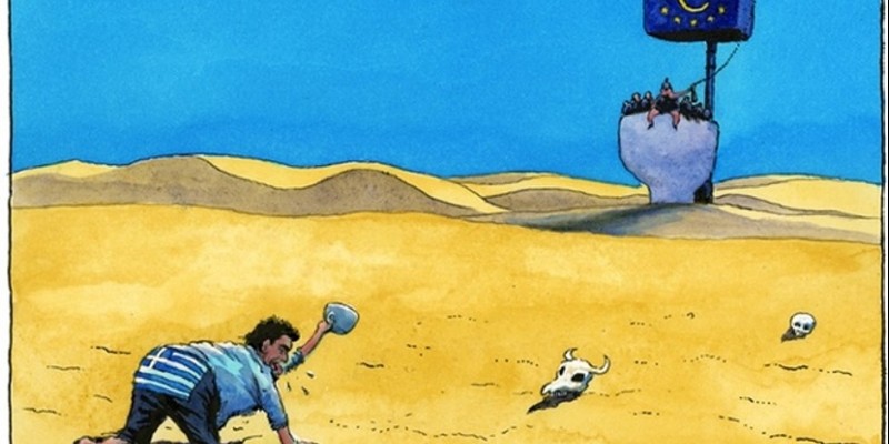 Σκίτσο του Guardian: Η Ελλάδα γονατισμένη και διψασμένη παρακαλάει την Ευρώπη για νερό