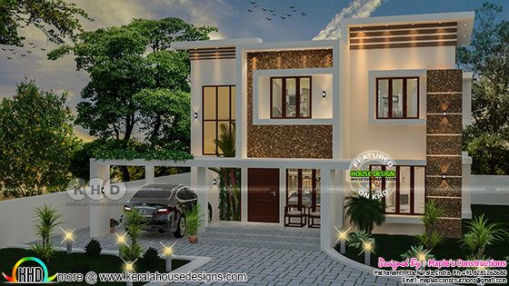 Flat roof style Kerala home design