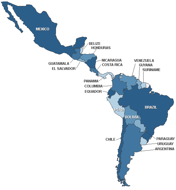 Государственный язык центральной америки. Центральная Америка на карте Латинской Америки. Карта Латинской и центральной Америки. Центральная и Южная Америка на карте. Карта Южной и Латинской Америки.