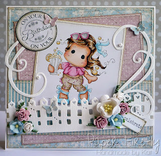 Summer birthday card in pink and blue